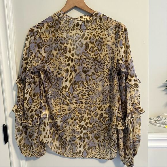 Bardot Cream Purple Leopard Blouse Top XS/S - Picture 5 of 11